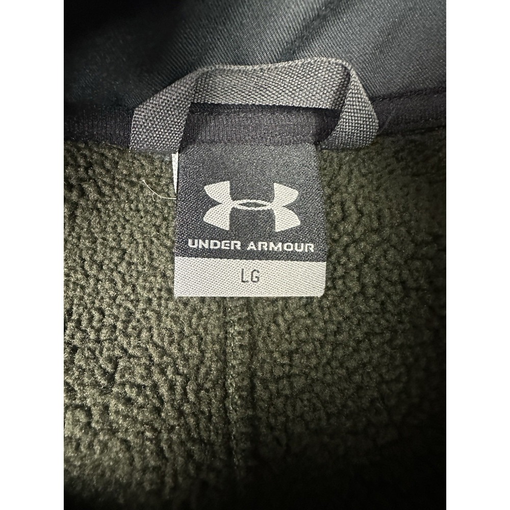 Under Armour Sweater Mens Medium Green Fleece 1/4 Zip Long Sleeve Hiking Camping - Picture 4 of 6
